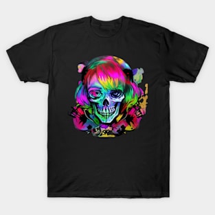 colorful skull and crossbones T-Shirt